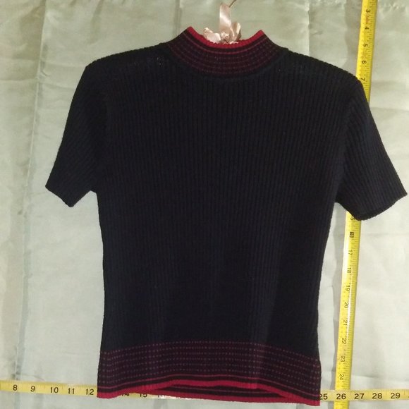 Tahari by Arthur S. Levine Petite Mockneck Sweater Top, Black size 4P - Picture 2 of 7
